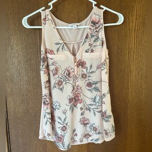 Candies Zipper Front Tank Top Light Pink with Flowers XS